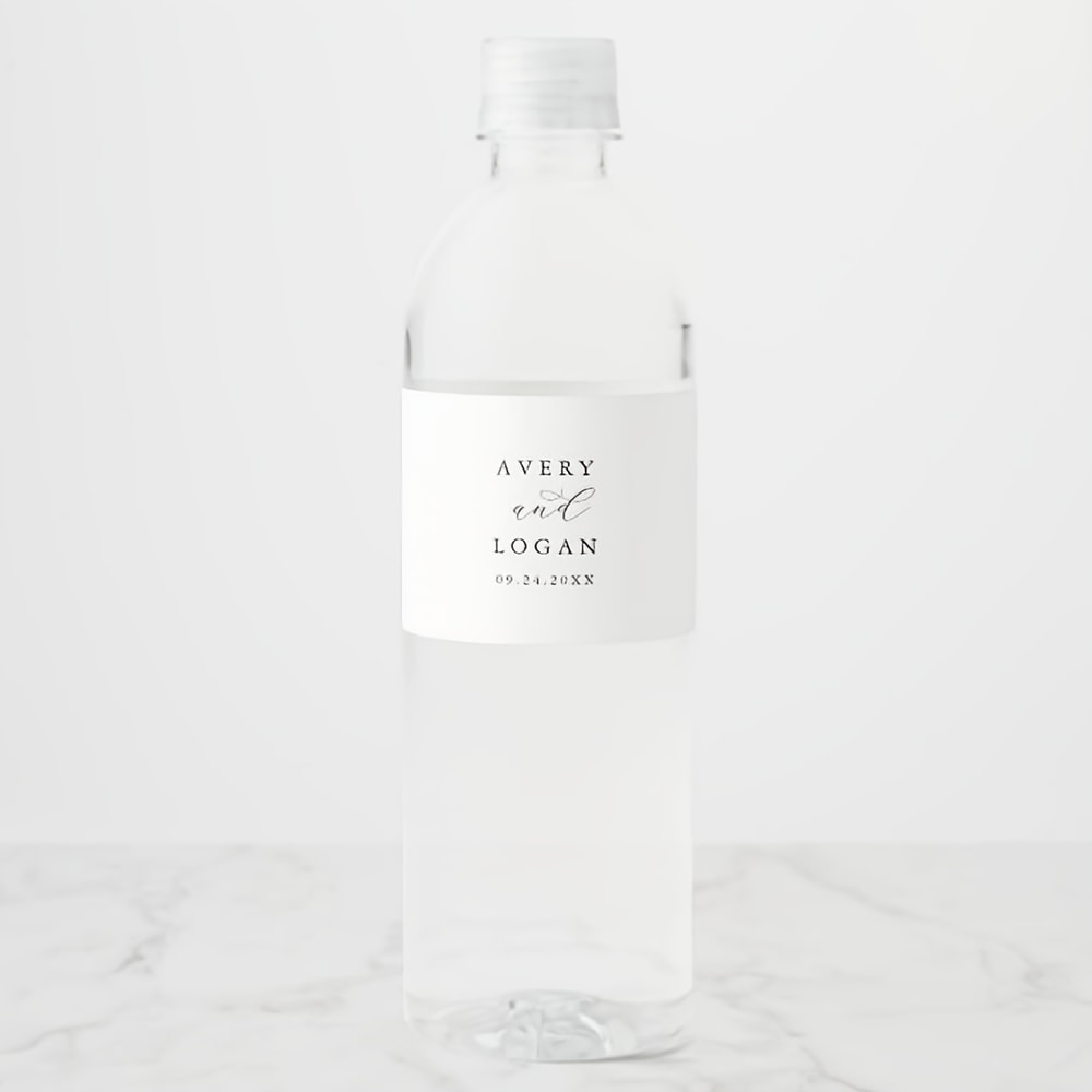 Printed Personalized Wedding Water Bottle Label, Custom Water Bottle Label for Weddings, Modern Wedding Label Design