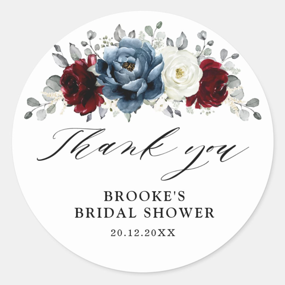 Personalized Round Circle Label Stickers, 96Pcs Custom Name Date Thank You Stickers, Bridal Shower Party Favors