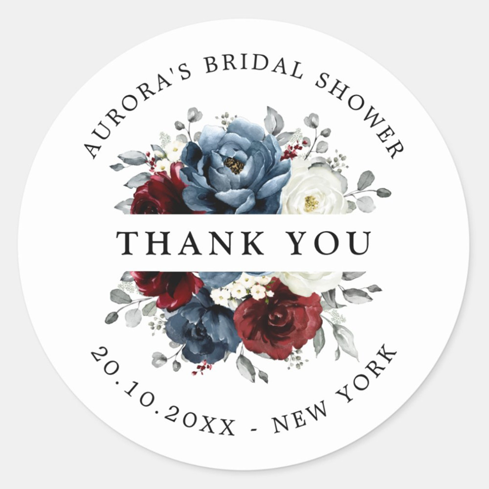Personalized Round Circle Label Stickers, 96Pcs Custom Name Date Thank You Stickers, Bridal Shower Party Favors