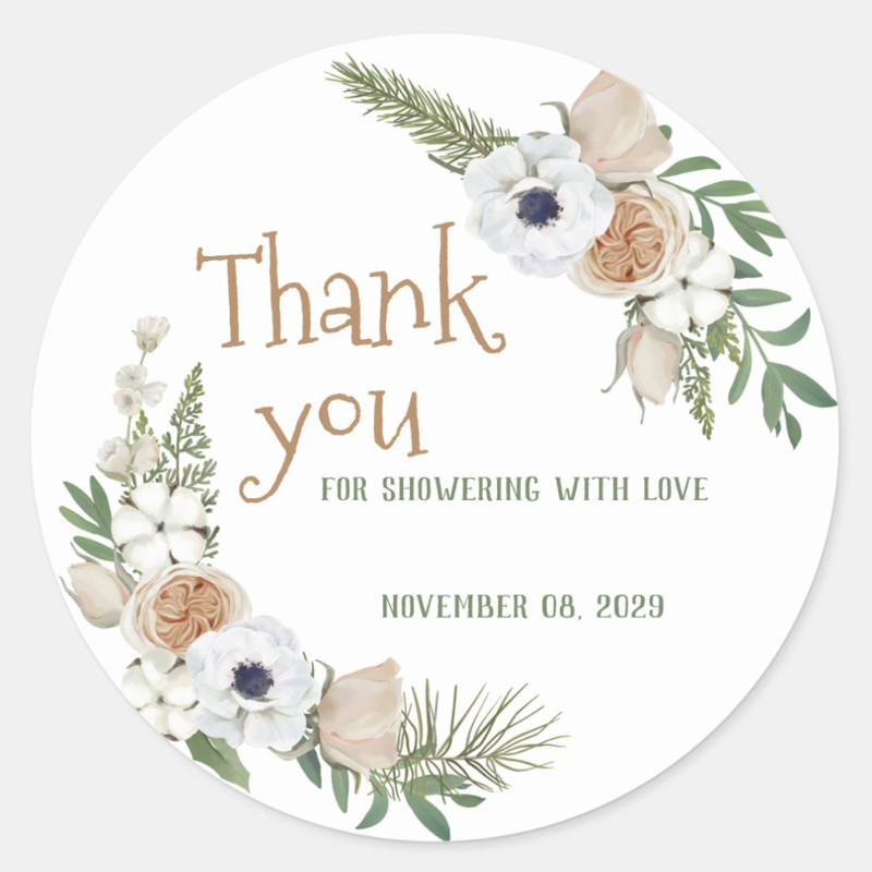 Personalized Round Circle Label Stickers, 96Pcs Custom Name Date Thank You Stickers, Bridal Shower Party Favors