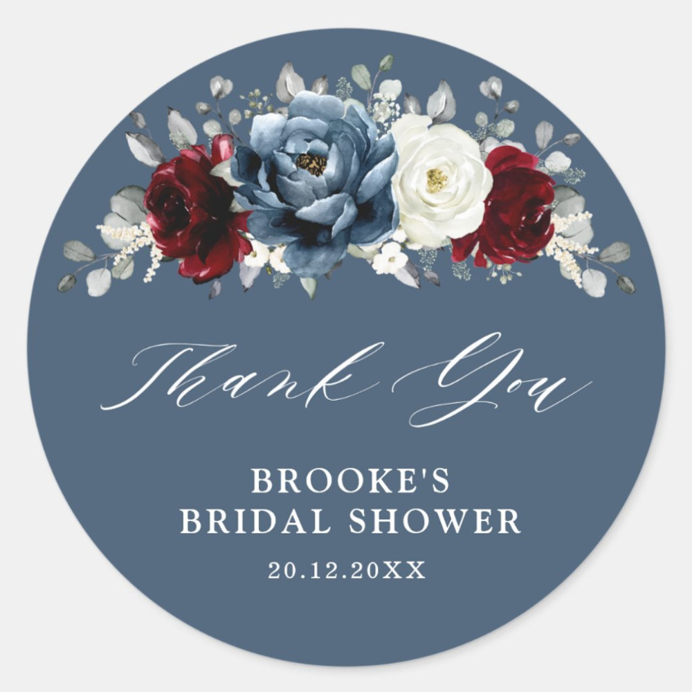 Personalized Round Circle Label Stickers, 96Pcs Custom Name Date Thank You Stickers, Bridal Shower Party Favors