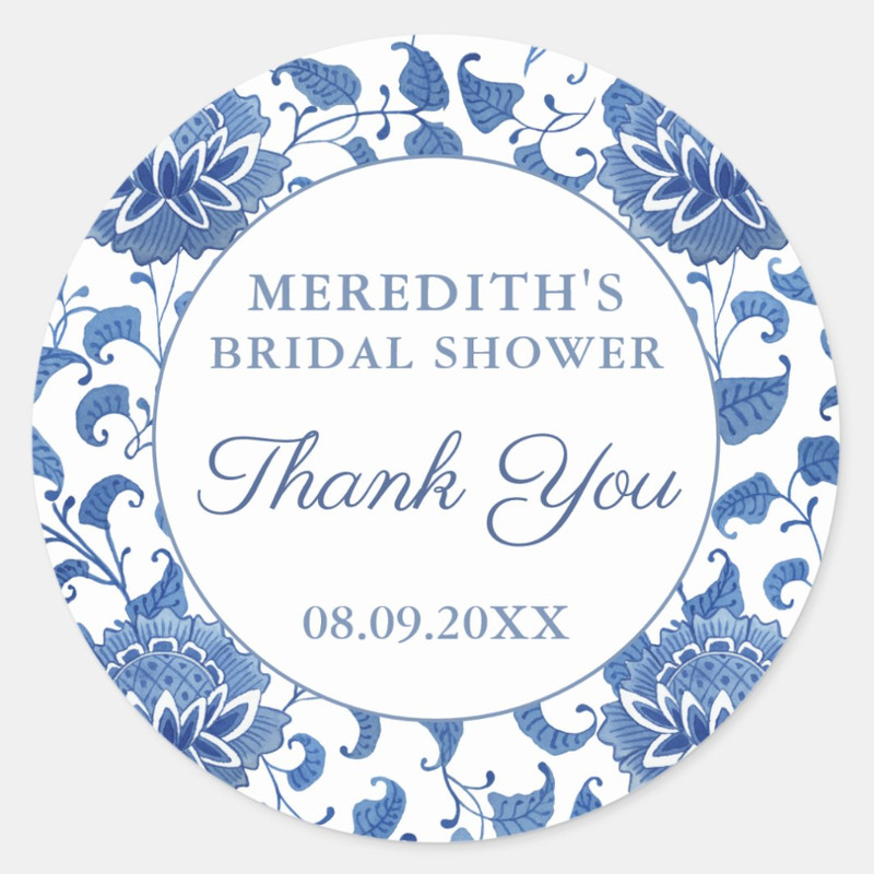 Personalized Round Circle Label Stickers, 96Pcs Custom Name Date Thank You Stickers, Bridal Shower Party Favors