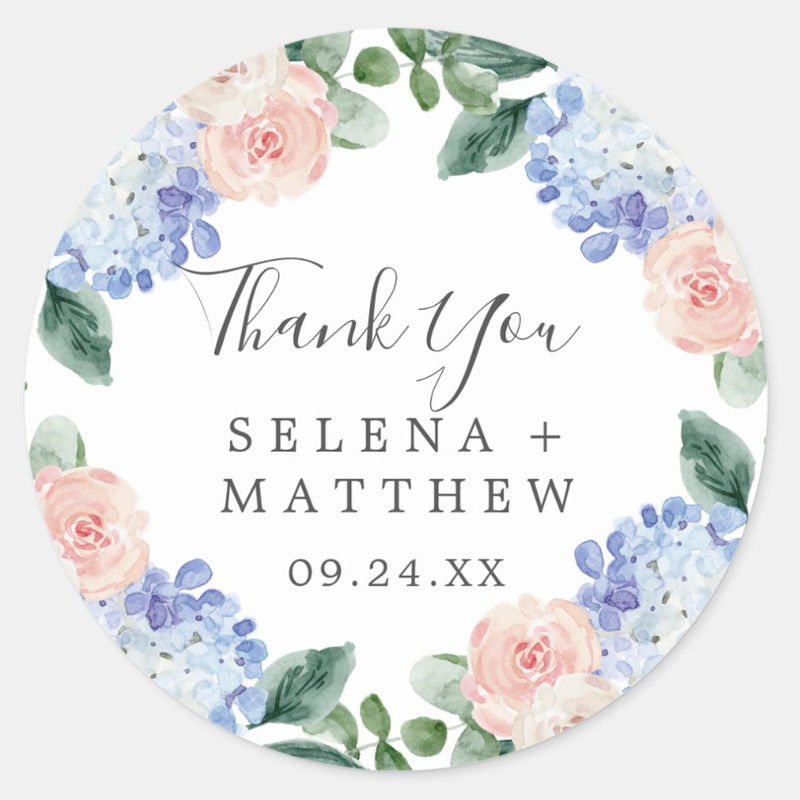 Personalized Round Circle Label Stickers, 96Pcs Custom Name Date Thank You Stickers, Bridal Shower Party Favors