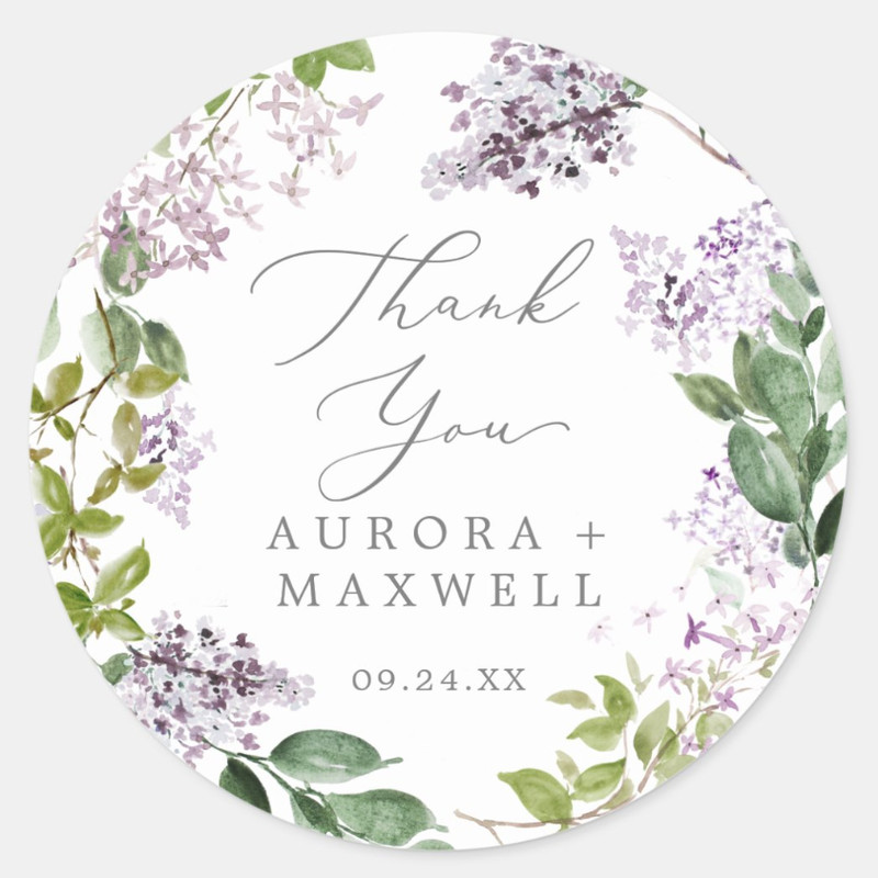 Personalized Round Circle Label Stickers, 96Pcs Custom Name Date Thank You Stickers, Bridal Shower Party Favors