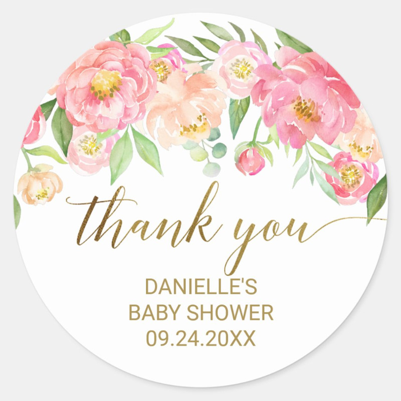 Personalized Round Circle Label Stickers, 96Pcs Custom Name Date Thank You Stickers, Bridal Shower Party Favors