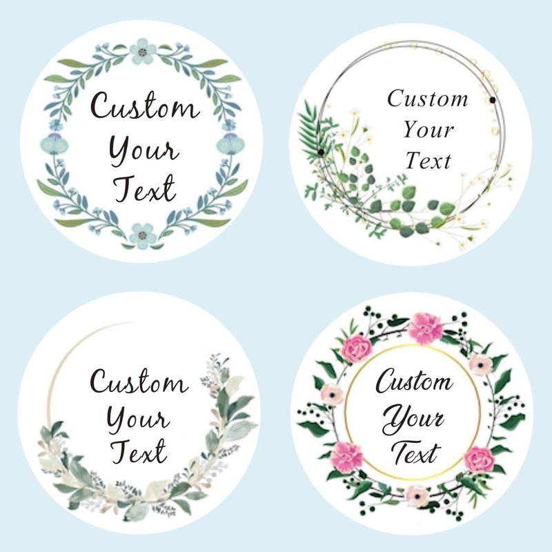 Custom Name Date Thank You Stickers, Personalized Round Circle Label Stickers, Party Favor Labels for Bridal Shower Gift