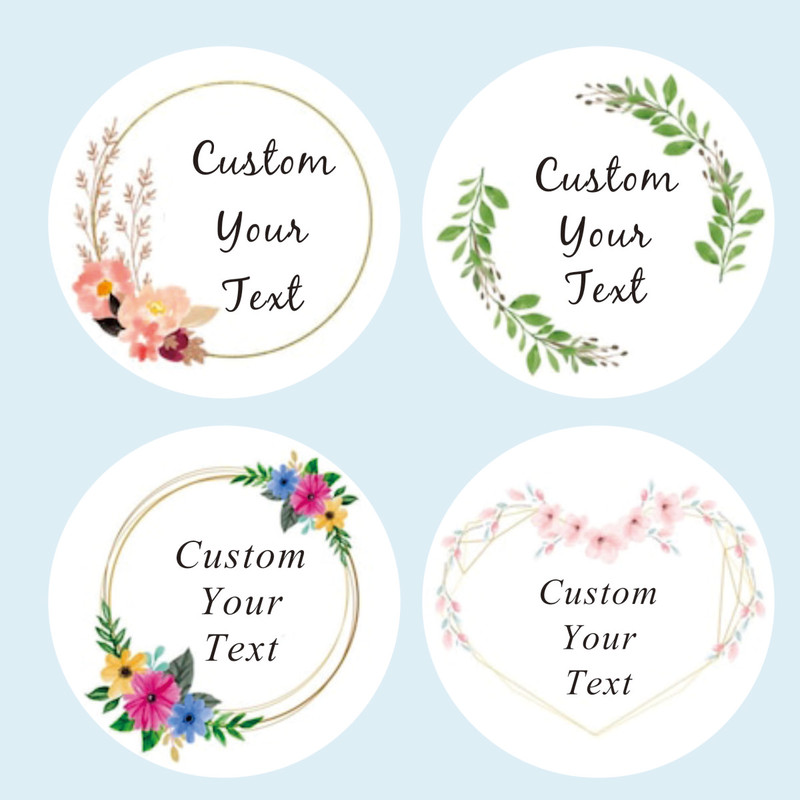 Custom Name Date Thank You Stickers, Personalized Round Circle Label Stickers, Party Favor Labels for Bridal Shower Gift