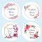 Custom Name Date Thank You Stickers, Personalized Round Circle Label Stickers, Party Favor Labels for Bridal Shower Gift