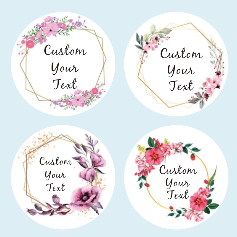 Custom Name Date Thank You Stickers, Personalized Round Circle Label Stickers, Party Favor Labels for Bridal Shower Gift