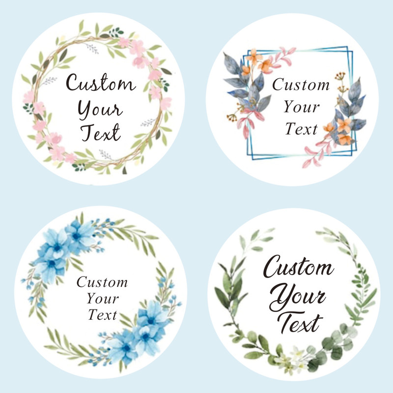 Custom Name Date Thank You Stickers, Personalized Round Circle Label Stickers, Party Favor Labels for Bridal Shower Gift