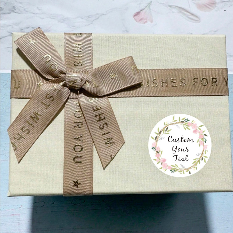 Custom Name Date Thank You Stickers, Personalized Round Circle Label Stickers, Party Favor Labels for Bridal Shower Gift