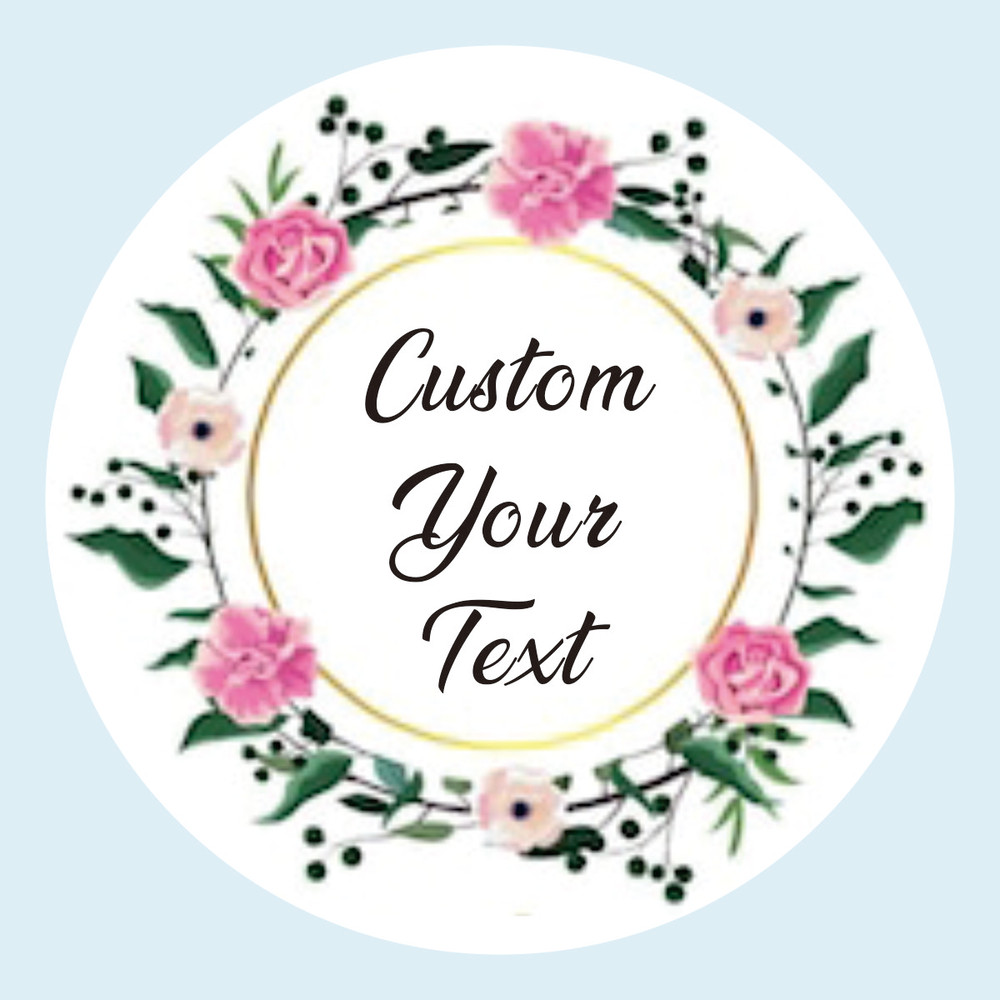 Custom Name Date Thank You Stickers, Personalized Round Circle Label Stickers, Party Favor Labels for Bridal Shower Gift