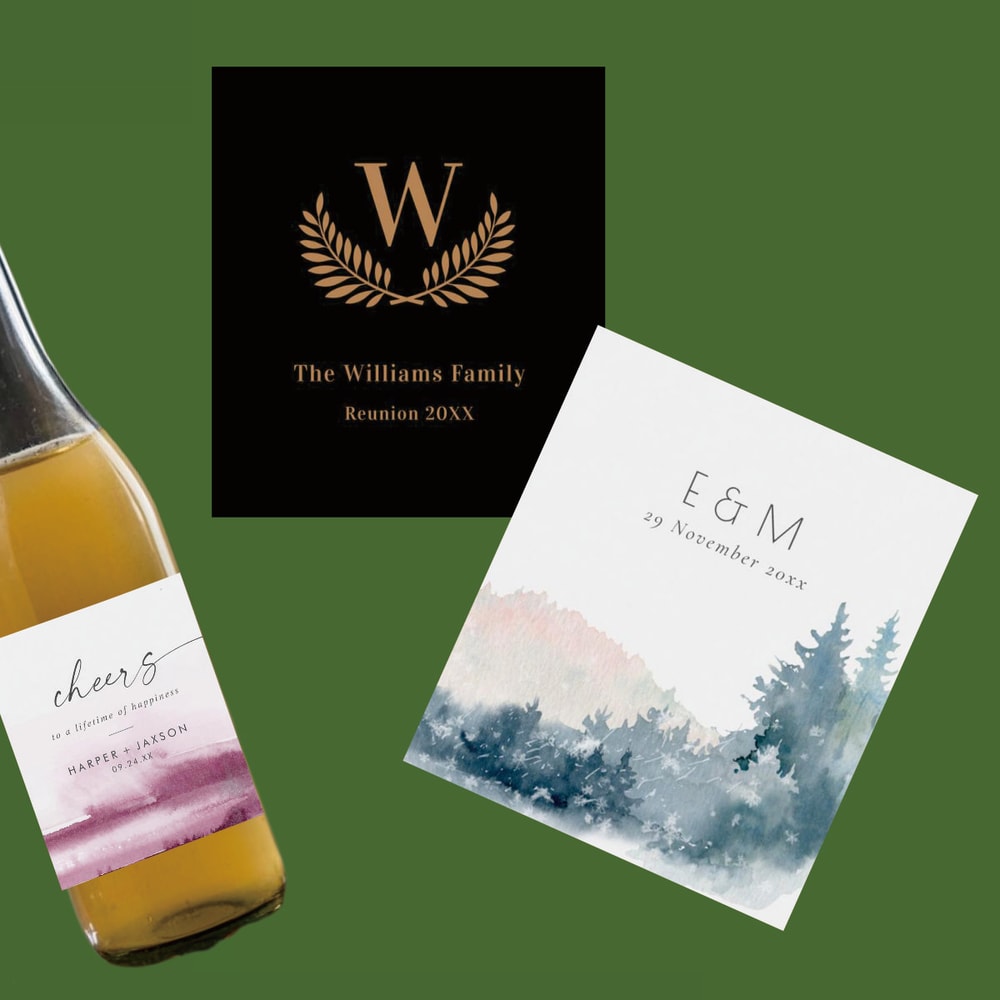 Wine Labels and Custom Bottle Stickers, Personalized Packaging for Baptism, Weddings, Birthdays, and Holiday Gifts