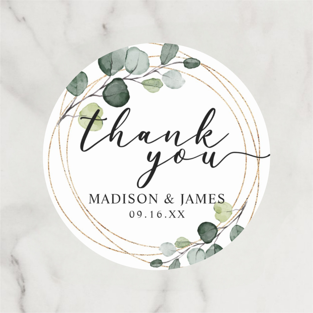 Personalized Thank You Circular Stickers, Customized Wedding Gift Labels for Favors and Decorations