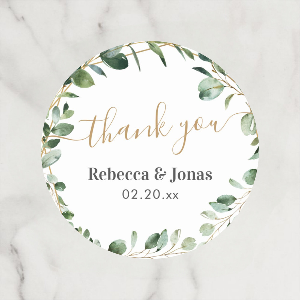 Personalized Thank You Circular Stickers, Customized Wedding Gift Labels for Favors and Decorations