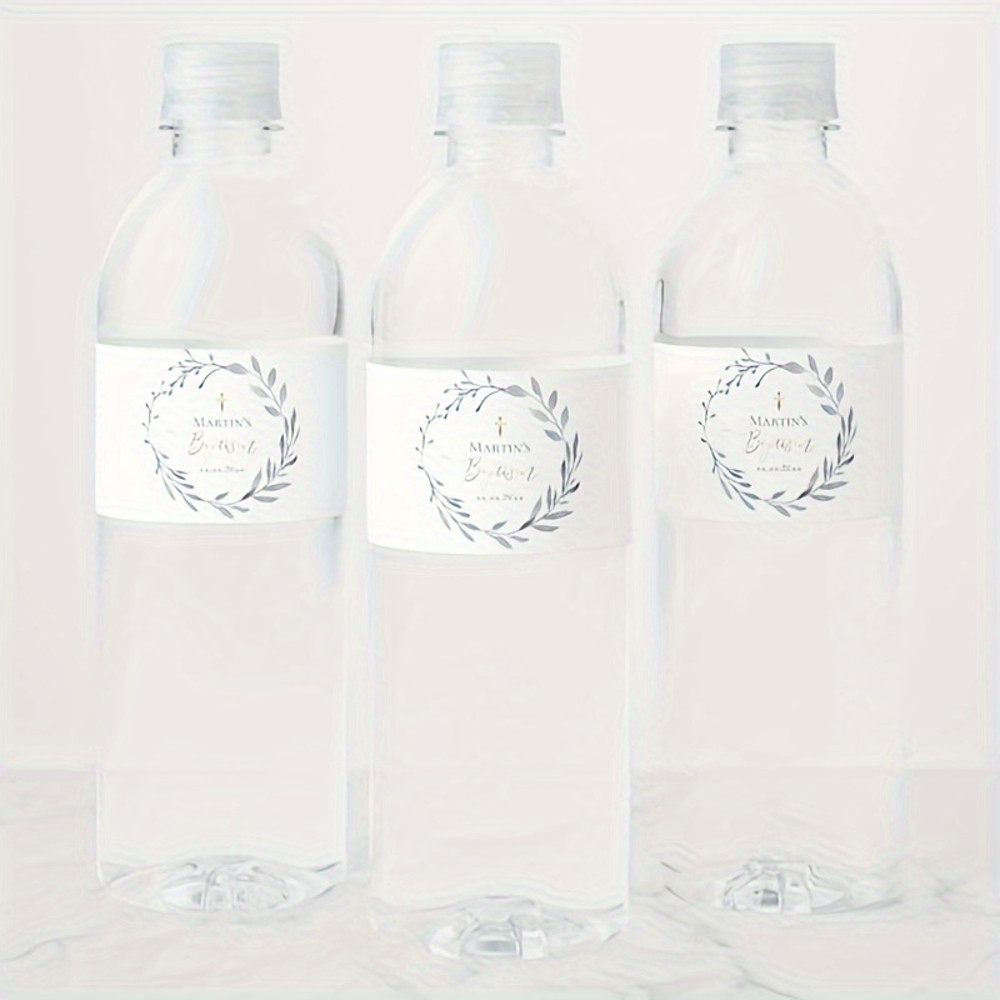 Modern Wedding Water Bottle Label, Customizable Photo Bottle Stickers, Personalized Wedding Drink Labels, Stylish Party