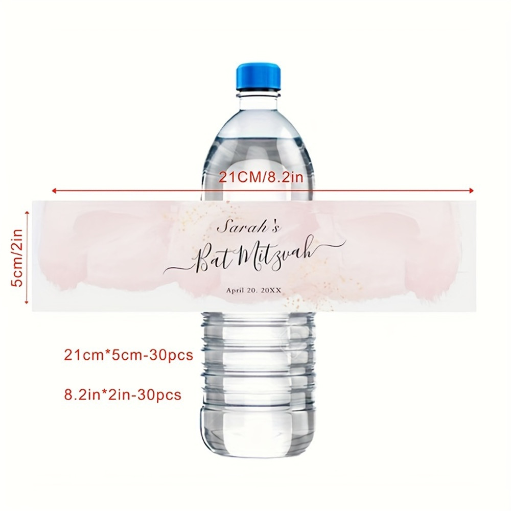 Modern Wedding Water Bottle Label, Customizable Photo Bottle Stickers, Personalized Wedding Drink Labels, Stylish Party