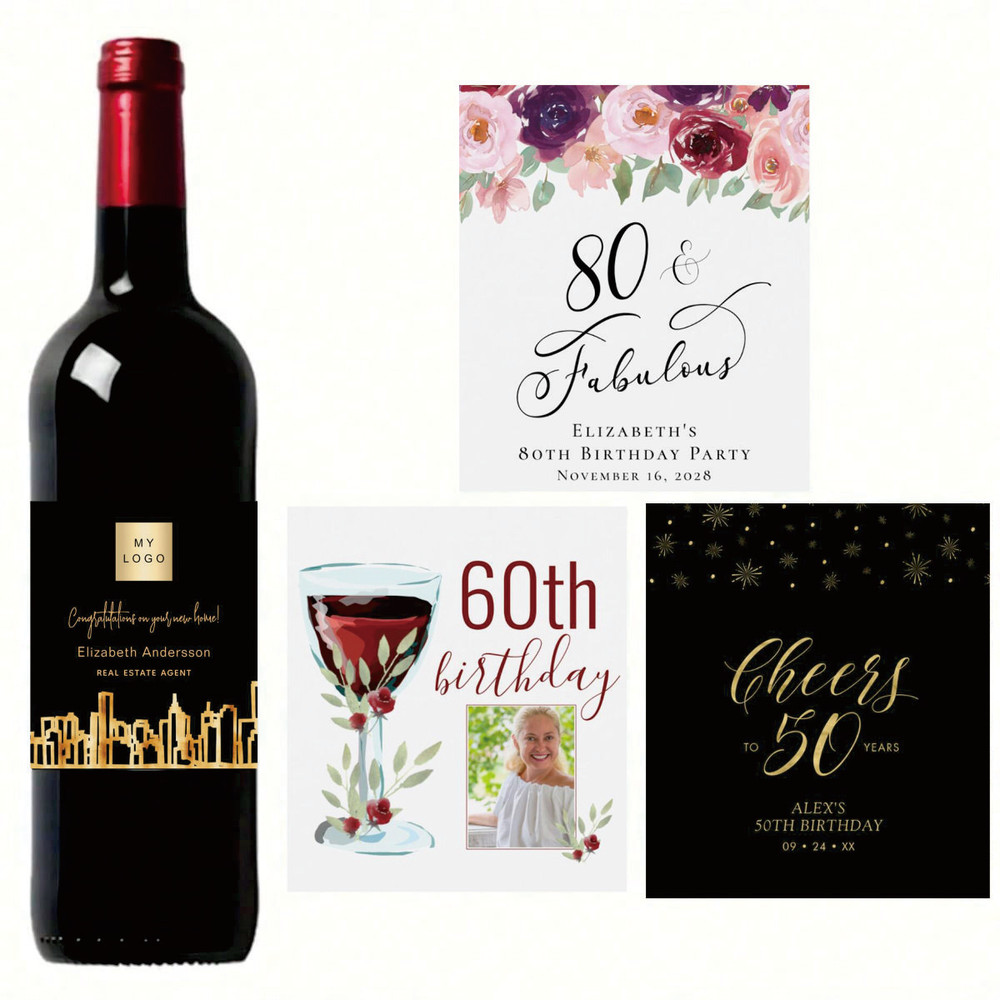 Bottle packaging stickers, customizable labels, custom designed, any text, perfect for any occasion
