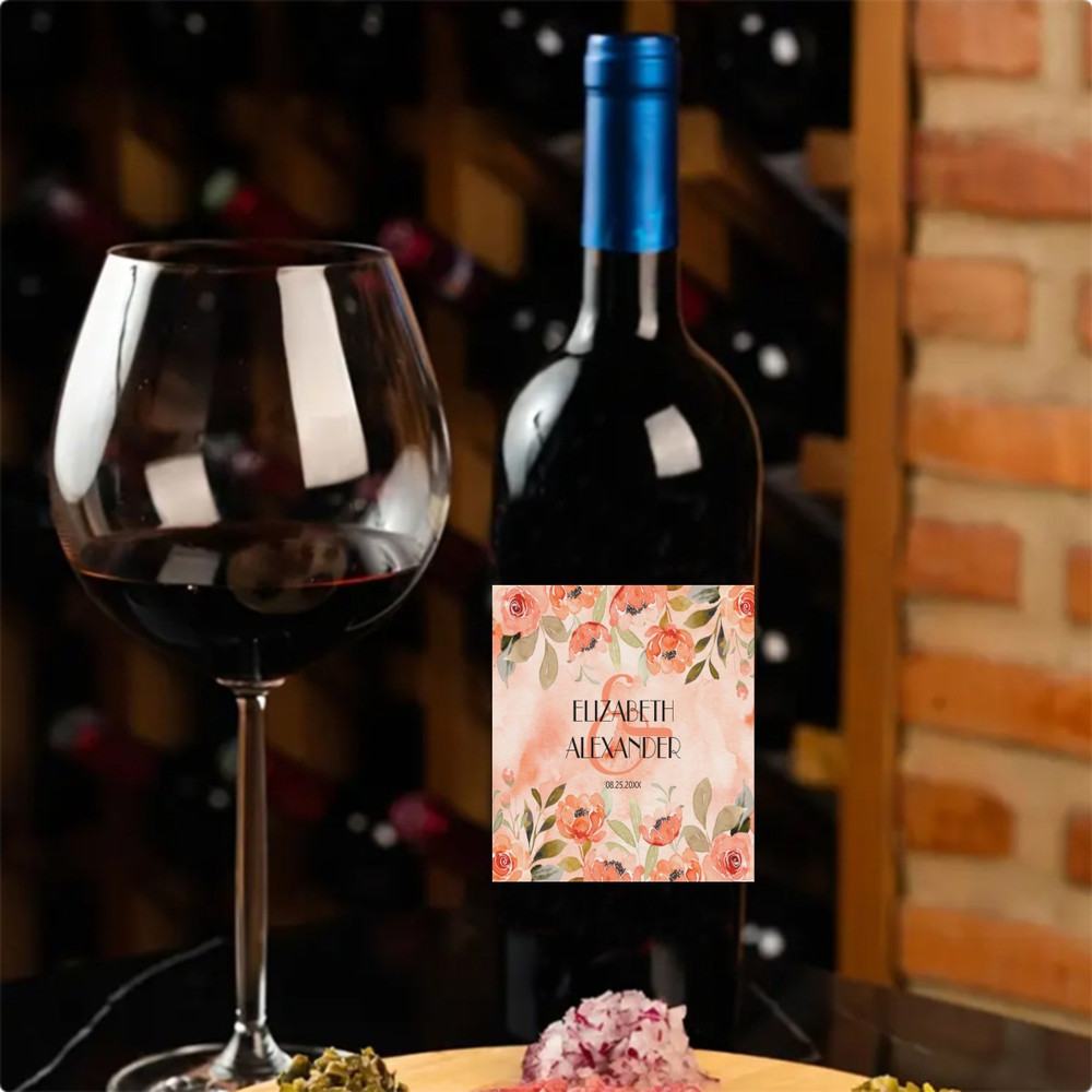 30pcs Custom Wedding Wine Labels Stickers Personalized Engagement Birthday Party Bride Shower Wine Bottle Label Stickers