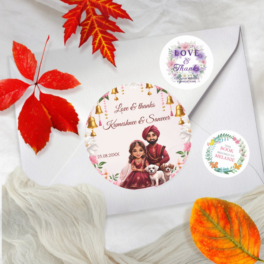 Thank You Circular Stickers, Customized Wedding Labels, Personalized Gifts for Weddings, Birthdays, Baptisms