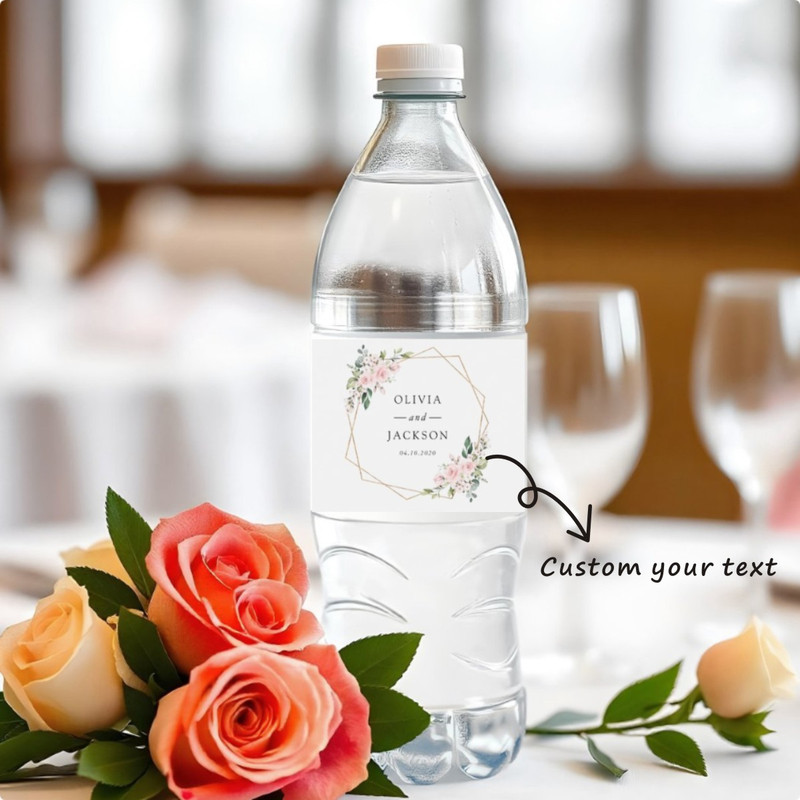 Wedding Water Bottle Label, Personalized Wedding Bottle Label, Modern Wedding Favor Label Stickers