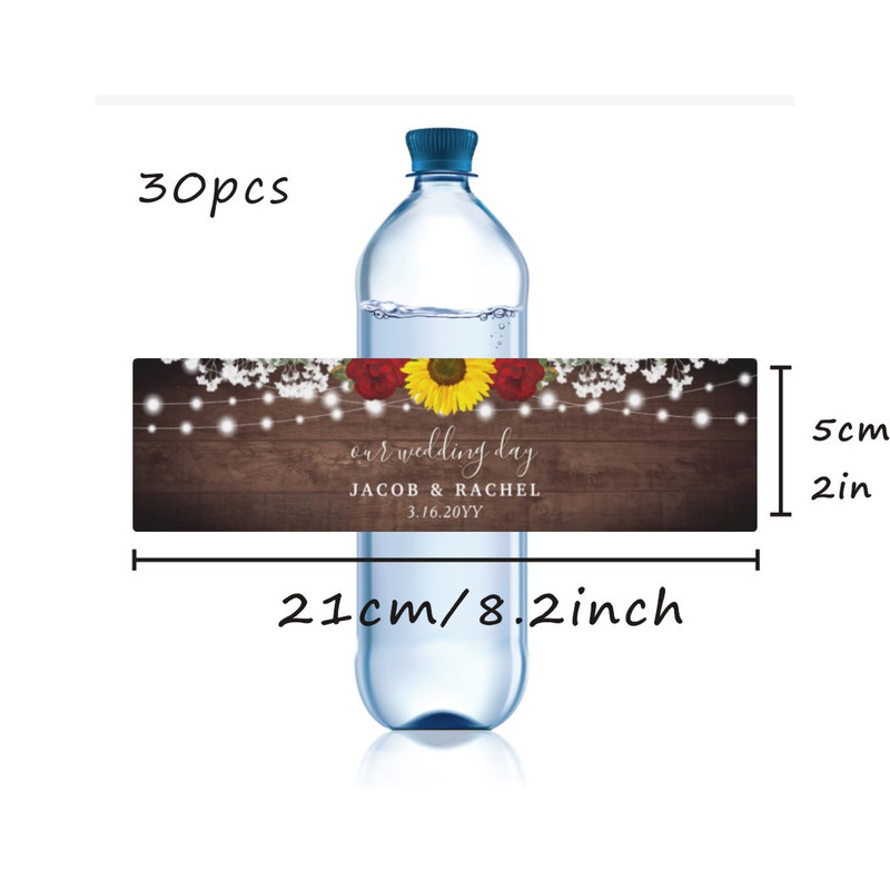 Wedding Water Bottle Label, Personalized Wedding Bottle Label, Modern Wedding Favor Label Stickers