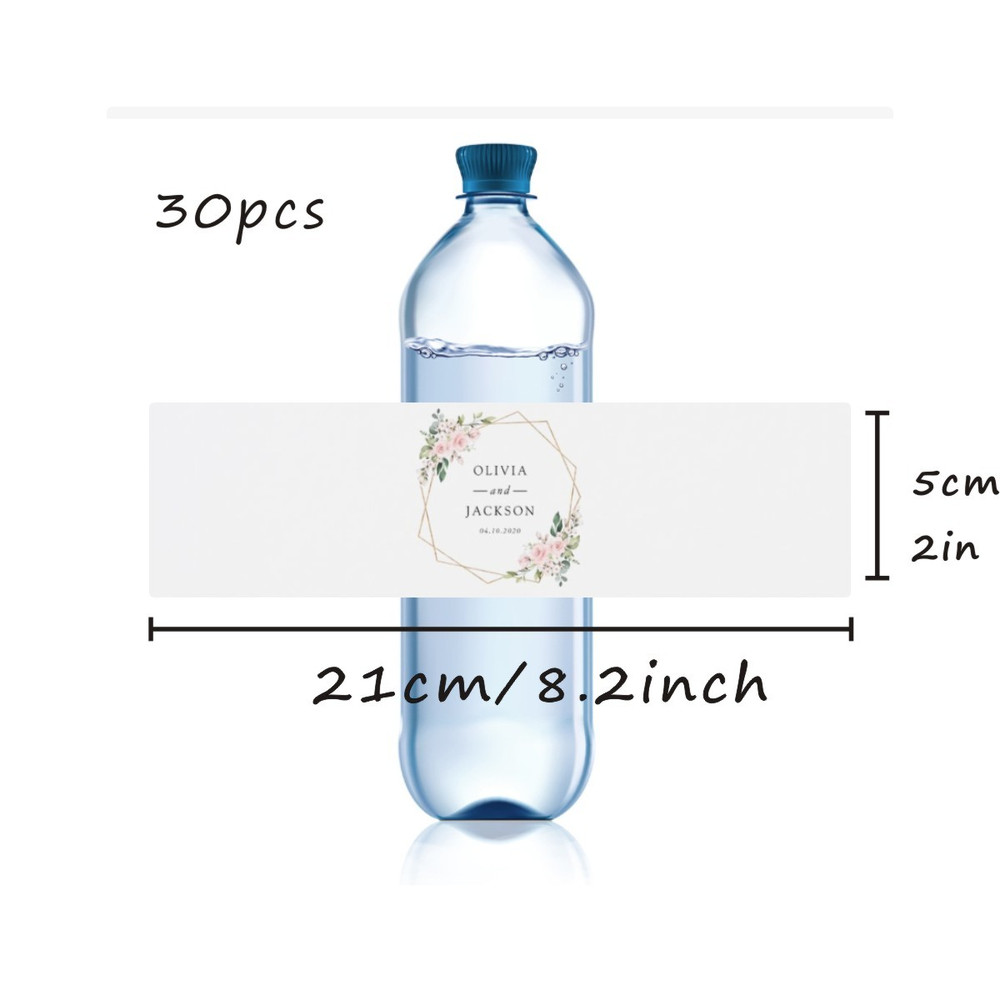 Wedding Water Bottle Label, Personalized Wedding Bottle Label, Modern Wedding Favor Label Stickers