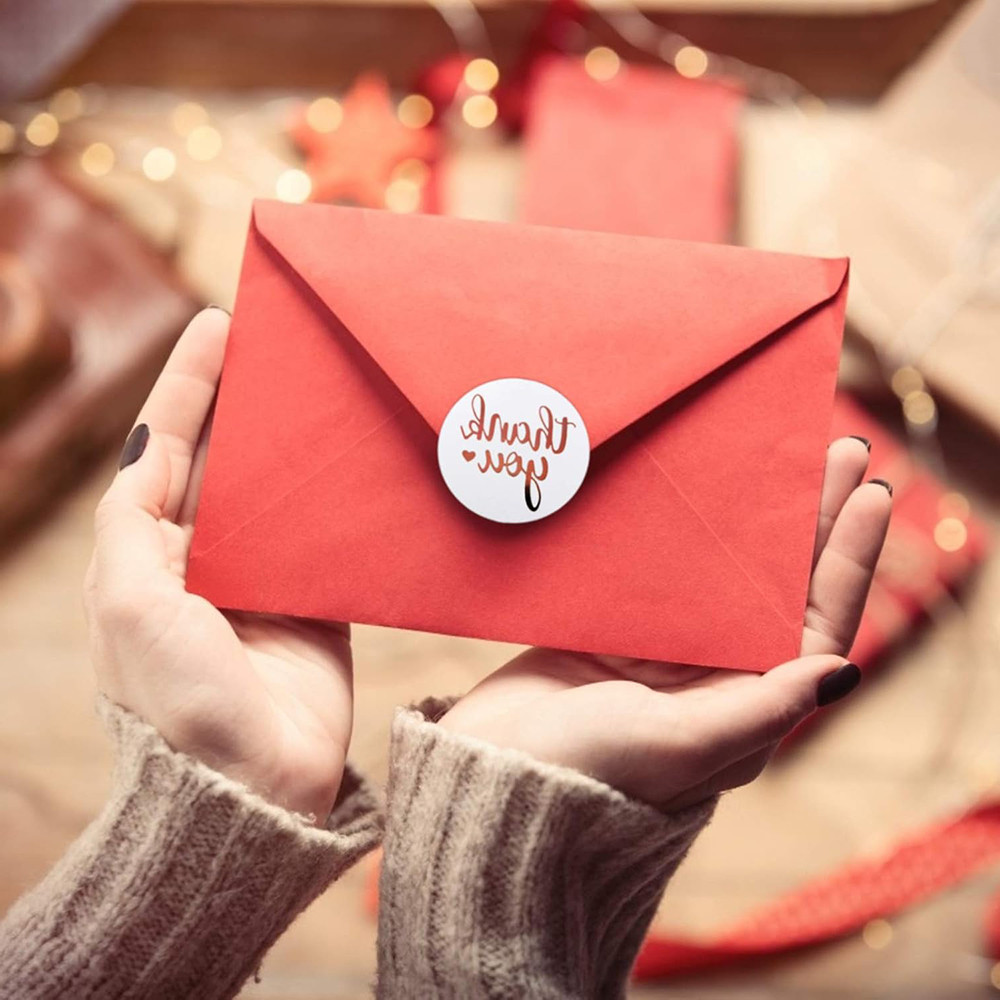 Rose Gold Thank You Stickers, Small Round Labels, Business Gift Bags, Packaging and Envelope Sealing