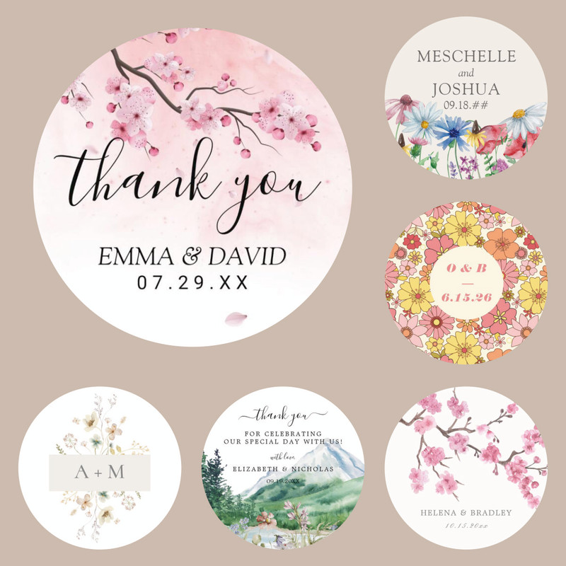Floral Frame Stickers, Custom Happy Stickers, Self Adhesive Seal Label Sticker, Handmade Bag Decor, Festival Party Gift