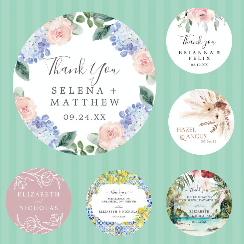 Floral Frame Stickers, Custom Happy Stickers, Self Adhesive Seal Label Sticker, Handmade Bag Decor, Festival Party Gift
