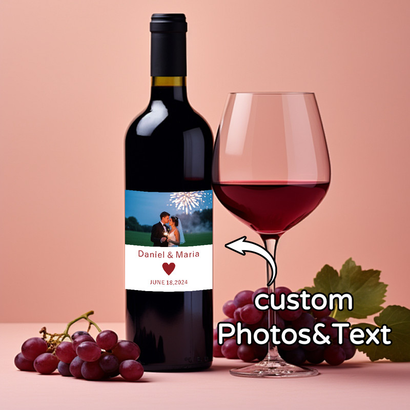 Engagement Wine Label, Customized Photo Wine Label, Wedding Gift, Couple Anniversary Wine Label, Proposal GiftEngagement
