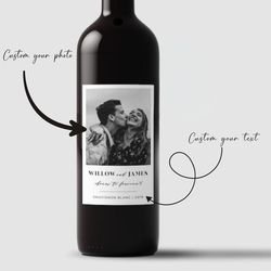 photo wine label, custom wine labels, personalized gift, minimalist wedding favor, wine gift label