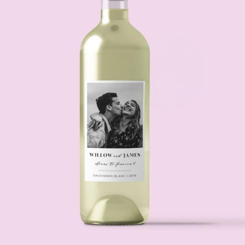 Photo Wine Label, Custom Wine Labels, Personalized Gift, Minimalist Wedding Favor, Wine Gift Label