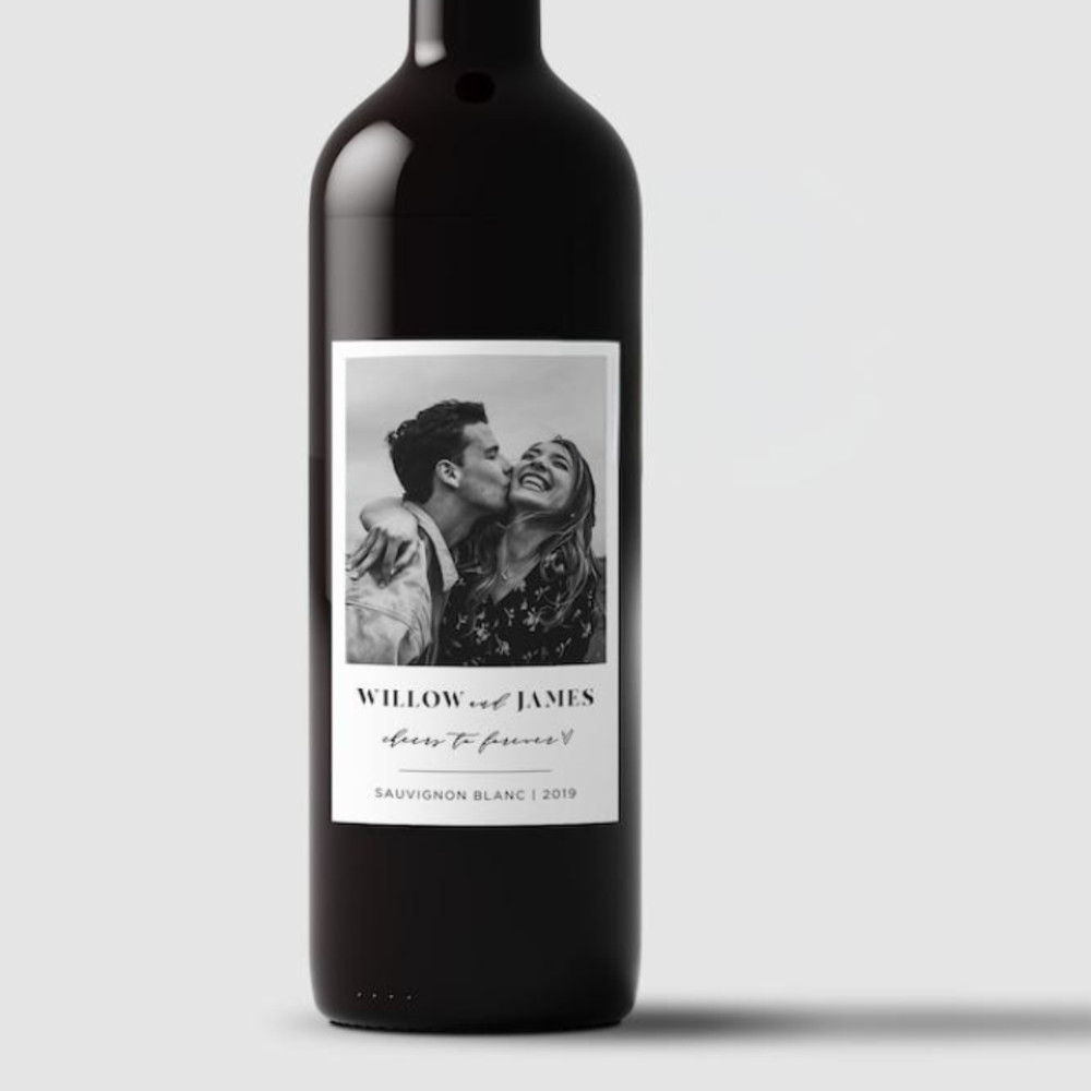 Photo Wine Label, Custom Wine Labels, Personalized Gift, Minimalist Wedding Favor, Wine Gift Label