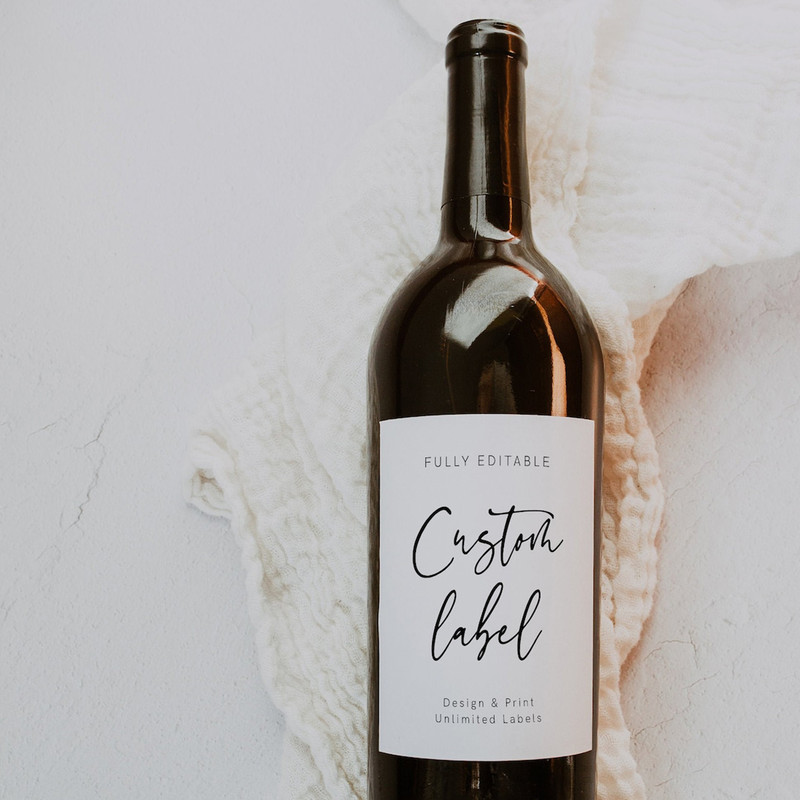 Photo Wine Label, Custom Wine Labels, Personalized Gift, Minimalist Wedding Favor, Wine Gift Label