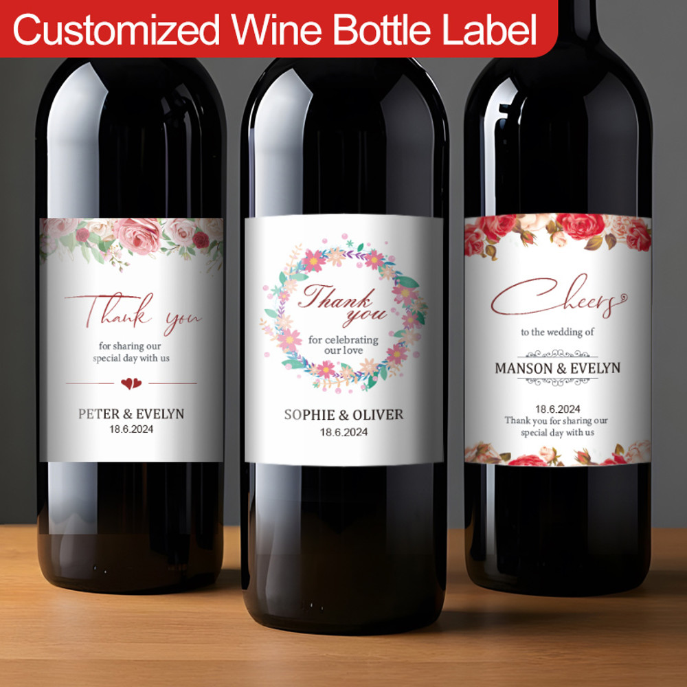 Personalized Wine Bottle Stickers Waterproof Customized Labels Elegant Wedding And Anniversary Gift 0