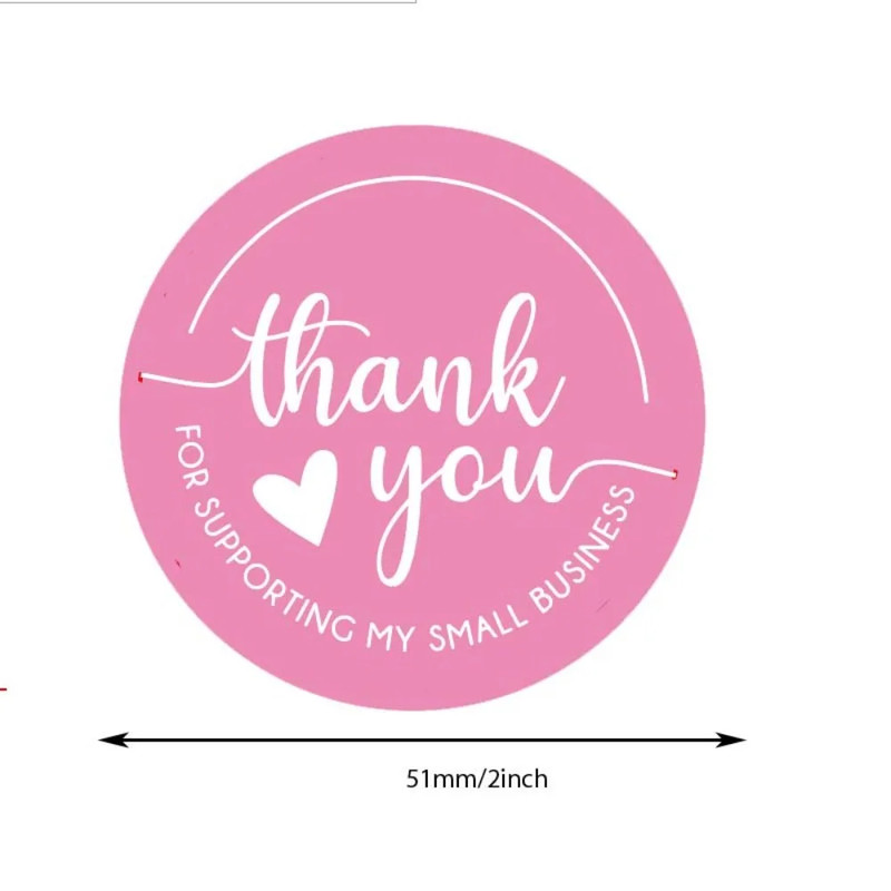 Round Thank You for Supporting My Small Business Stickers, Pink Self Adhesive Labels for Gift Wraps, Packaging Stickers