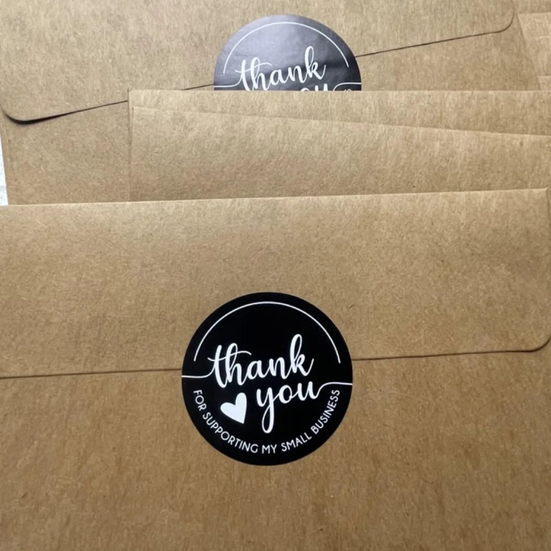Round Thank You for Supporting My Small Business Stickers, Pink Self Adhesive Labels for Gift Wraps, Packaging Stickers