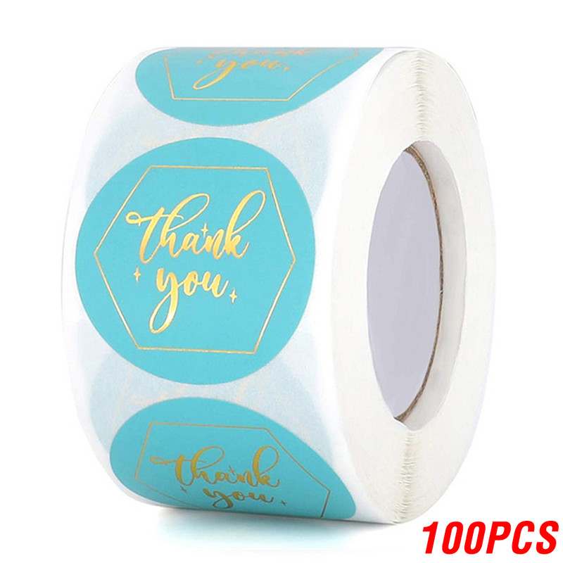 Gold Foil Paper Seal Labels, Thank You Stickers for Handmade, Wedding Gift Stationery Decoration