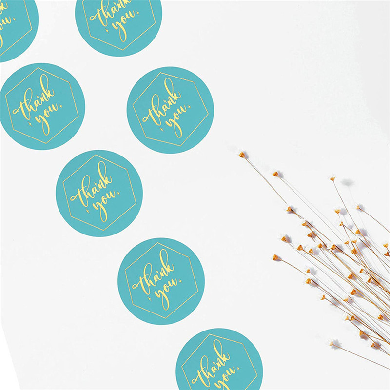 Gold Foil Paper Seal Labels, Thank You Stickers for Handmade, Wedding Gift Stationery Decoration
