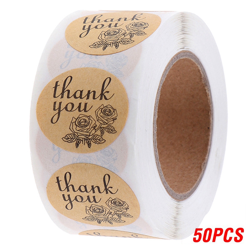 Heart Shape Natural Kraft Thank You Stickers, Seal Labels for Scrapbooking, Package, Stationery Stickers