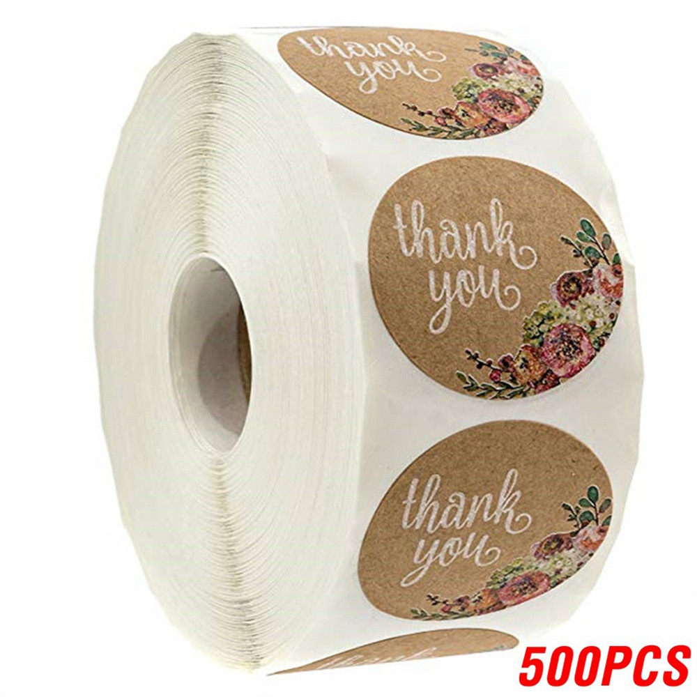 Heart Shape Natural Kraft Thank You Stickers, Seal Labels for Scrapbooking, Package, Stationery Stickers