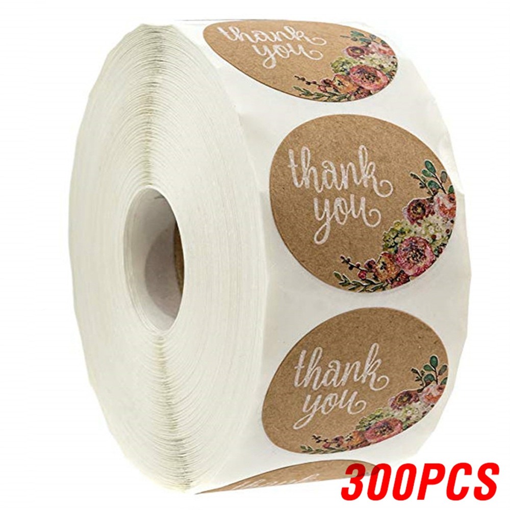 Heart Shape Natural Kraft Thank You Stickers, Seal Labels for Scrapbooking, Package, Stationery Stickers