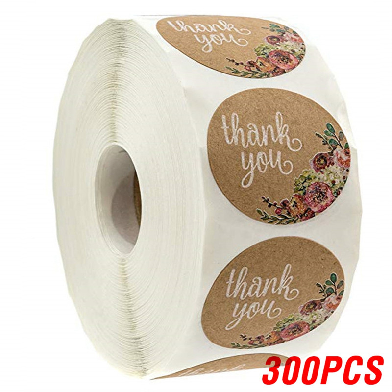 Heart Shape Natural Kraft Thank You Stickers, Seal Labels for Scrapbooking, Package, Stationery Stickers