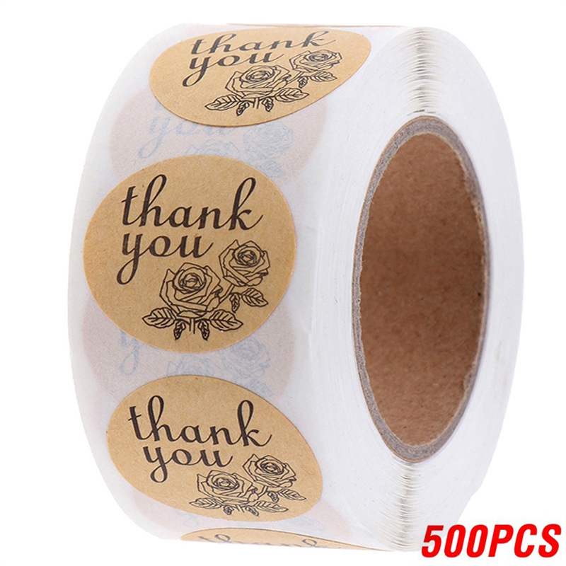 Heart Shape Natural Kraft Thank You Stickers, Seal Labels for Scrapbooking, Package, Stationery Stickers