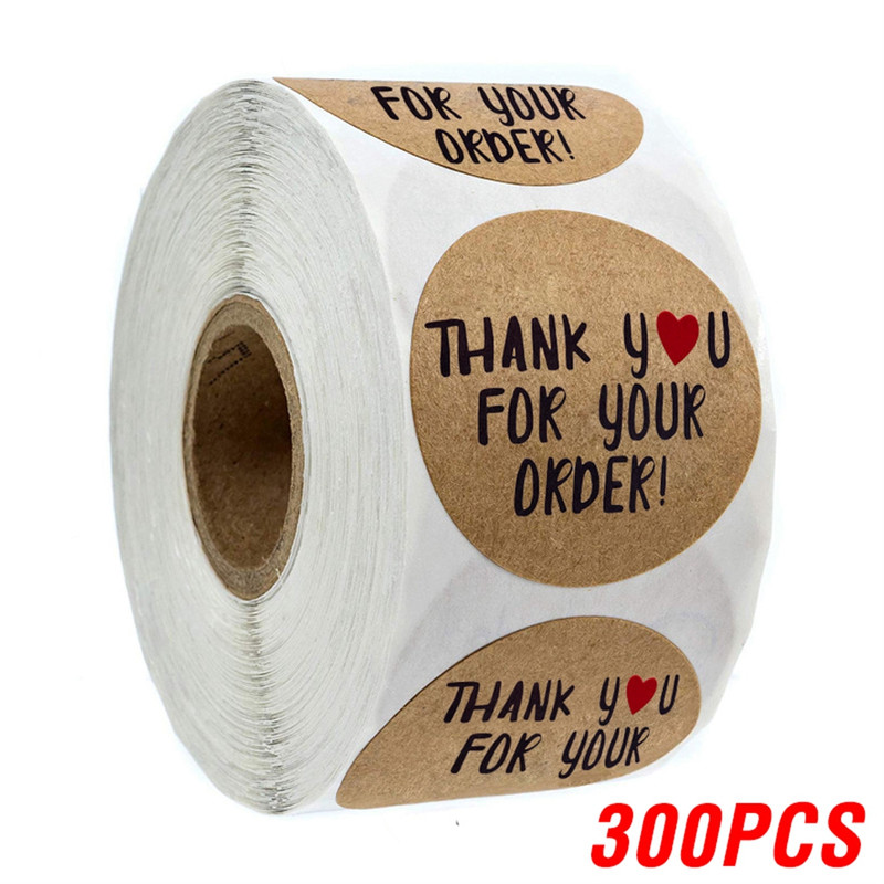 Heart Shape Natural Kraft Thank You Stickers, Seal Labels for Scrapbooking, Package, Stationery Stickers