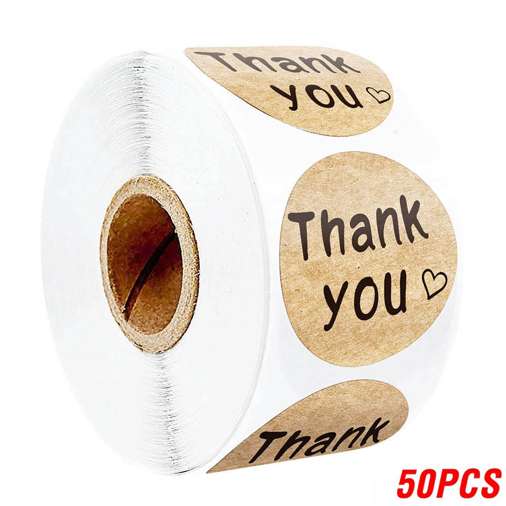 Heart Shape Natural Kraft Thank You Stickers, Seal Labels for Scrapbooking, Package, Stationery Stickers
