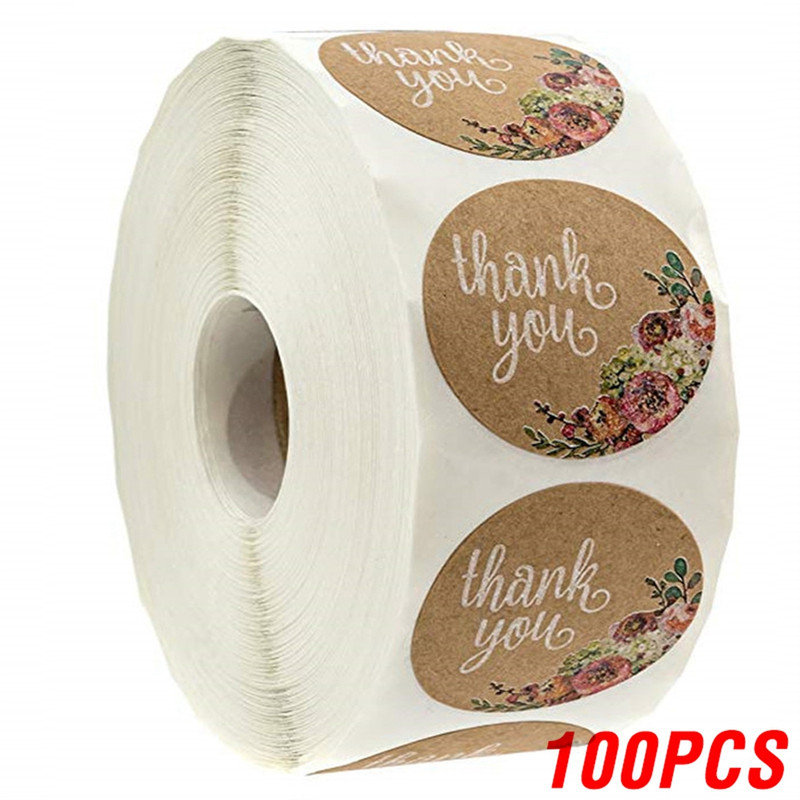 Heart Shape Natural Kraft Thank You Stickers, Seal Labels for Scrapbooking, Package, Stationery Stickers