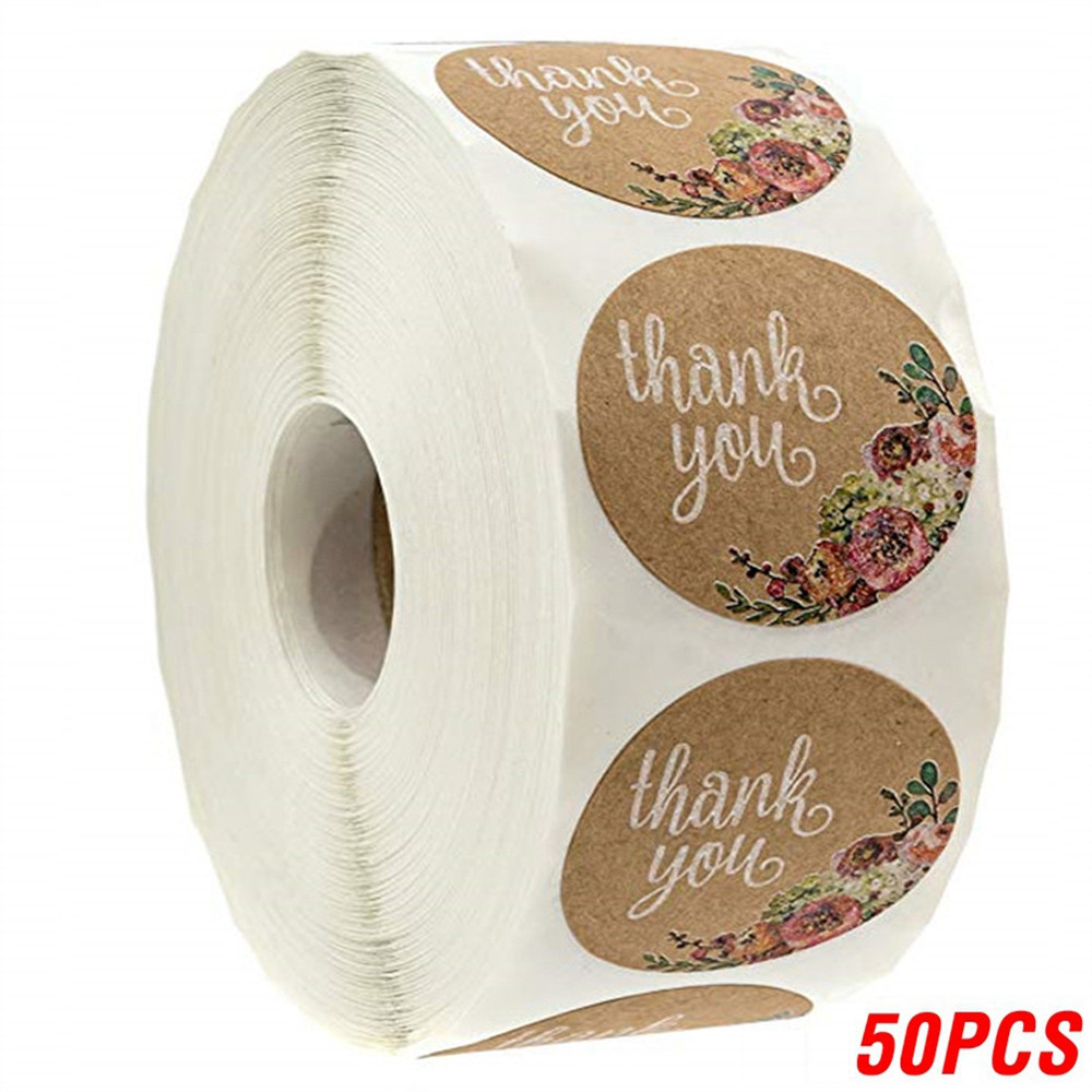 Heart Shape Natural Kraft Thank You Stickers, Seal Labels for Scrapbooking, Package, Stationery Stickers