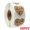 Heart Shape Natural Kraft Thank You Stickers, Seal Labels for Scrapbooking, Package, Stationery Stickers